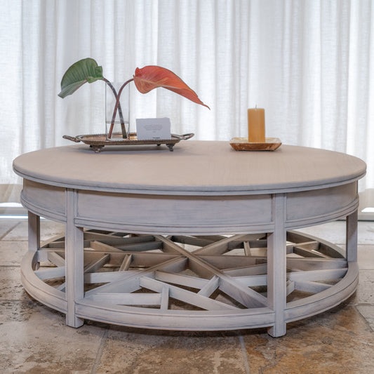 Round Bleached Mahogany Coffee Table